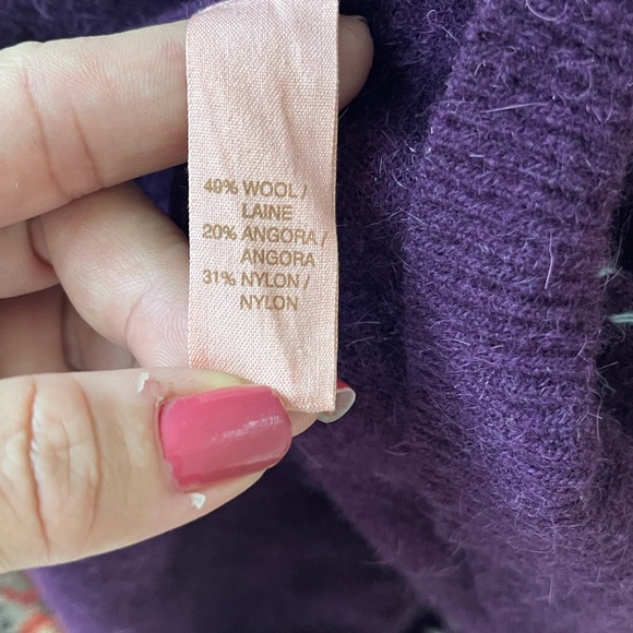 Free people wool angora embroidered purple cardigan - Picture 6 of 7